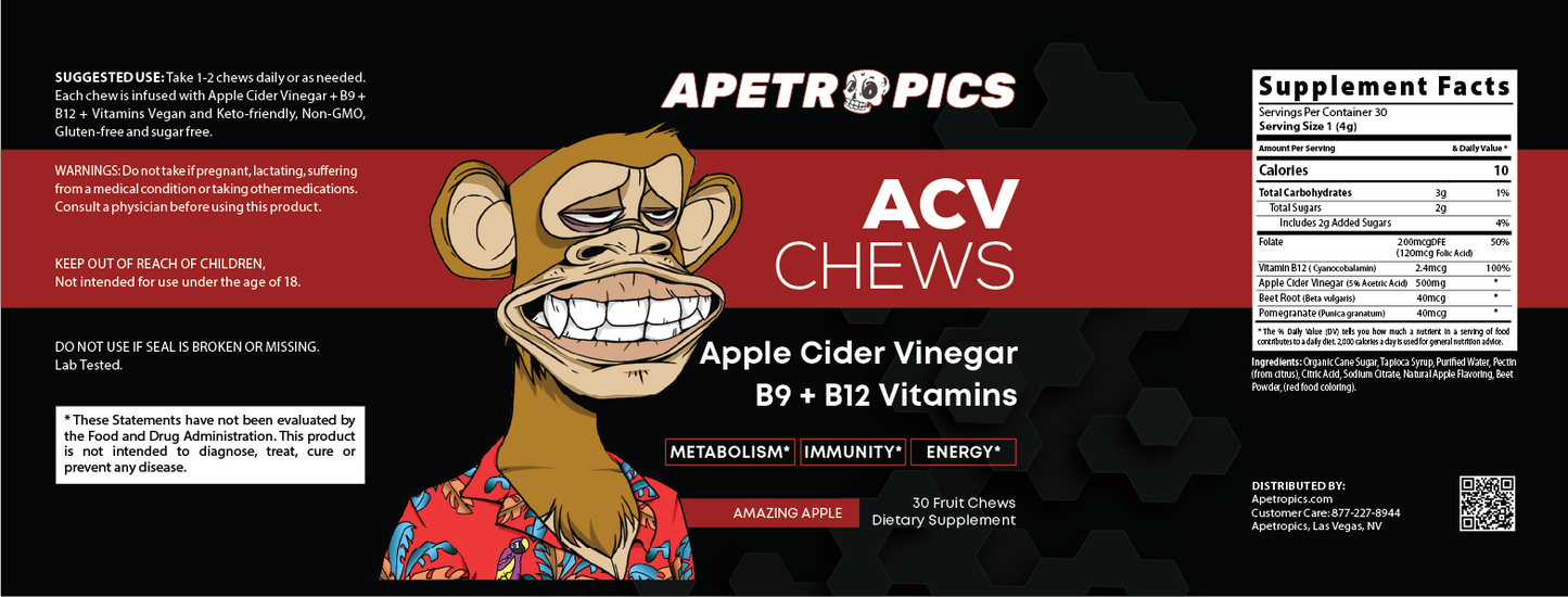 Apetropics Apple Cider Vinegar (ACV) Chews - 20% Off